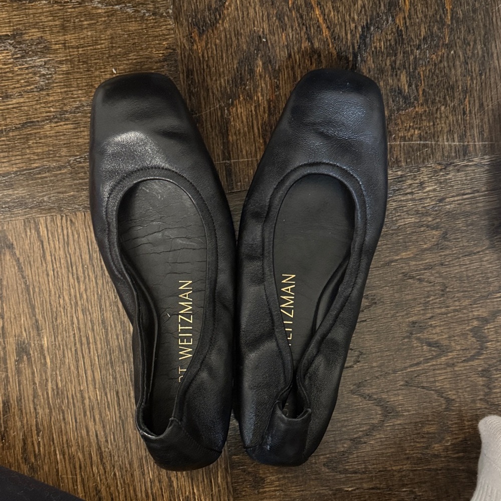 Stuart Weitzman Black Leather Flats